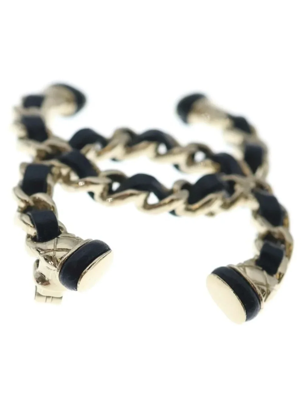 Chanel Coco Brooch CC Logo Leather Black Gold